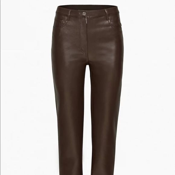 Aritzia Pants - Aritzia Wilfred Melina Leather Pants Regular Rich Mocha Brown 2